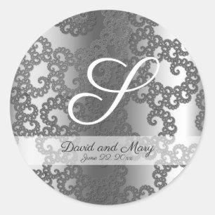 Silver Fractal Wedding Stickers