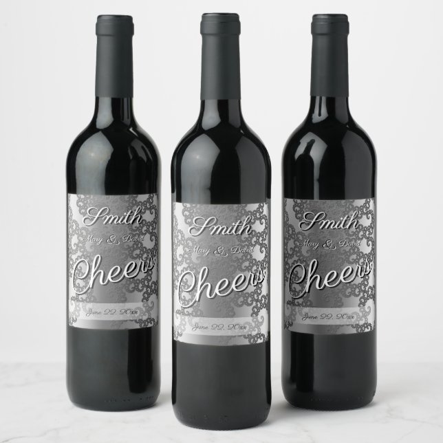 Silver Fractal Wine Label (Bottles)