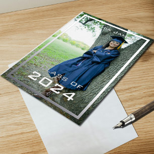 Silver frame - class of 2024 foil invitation