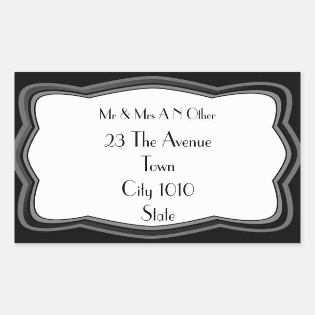 Silver Frame Design Name and address Rectangular Sticker (Front)