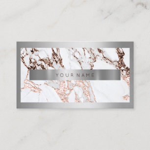 Silver Frame Metal Stone Grey Marble Rose Copper Business Card