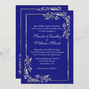 Silver Frame Stunning Navy Invitation