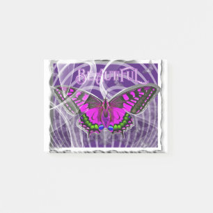 Silver Framed Colourful Butterfly with Swirls Post-it Notes