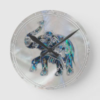 Silver Framed Elephant on Abalone and Pearl