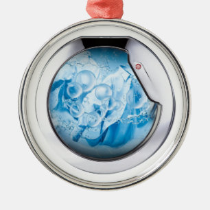 silver framed washing machine animated metal ornament