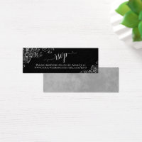 Silver Frills Chic Black Wedding RSVP Online Card