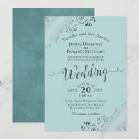 Silver Frills Elegant Mint Teal & Grey Wedding