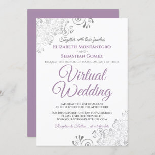 Silver Frills Lavender & White Virtual Wedding Invitation