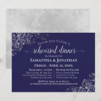 Silver Frills Navy Blue Wedding Rehearsal & Dinner