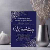 Silver Frills Simple Chic Navy Blue Wedding