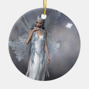 Silver Frost Fairy Ceramic Ornament