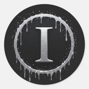 Silver Frosted Letter I Classic Round Sticker
