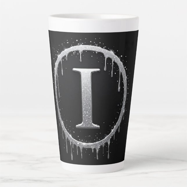 Silver Frosted Letter I Latte Mug (Front)