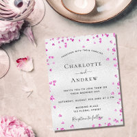Silver fuchsia hearts budget wedding