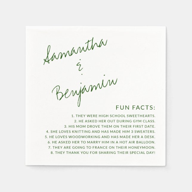 Silver Fun Facts About Bride and Groom Wedding Nap Napkin (Front)