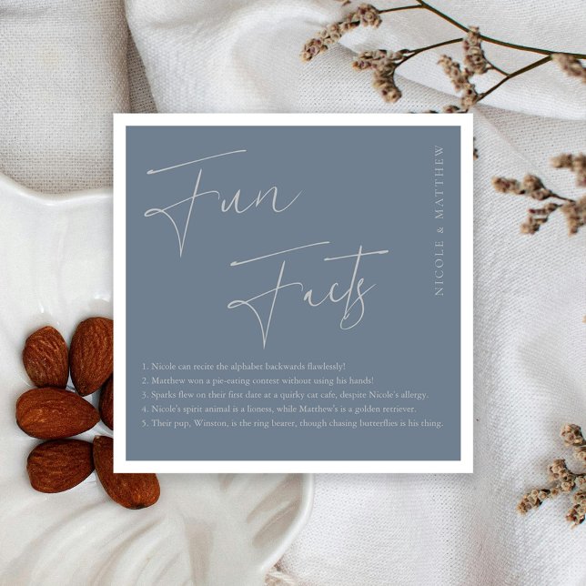 Silver Fun Facts Personalised Wedding Napkins (Silver Fun Facts Personalized Wedding Napkins)