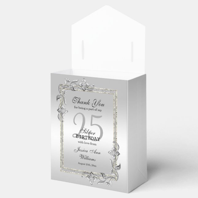 Silver Gem & Glitter 25th Birthday Party   Favour Box (Opened)