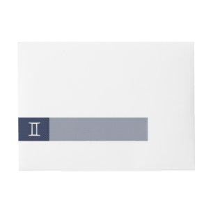 Silver Gemini Zodiac Sign Blue Carbon Fibre Print Wraparound Address Label