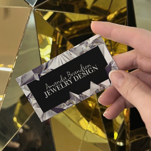 Silver Gemstone Diamond Jeweller Jewellery Design Business Card (Perfect for business)