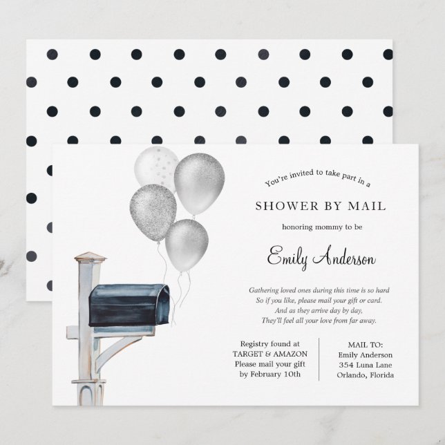 Silver Gender Neutral Baby Shower by Mail Invitation (Front/Back)