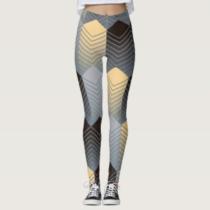 Silver geometric buildings, abstract pattern. leggings
