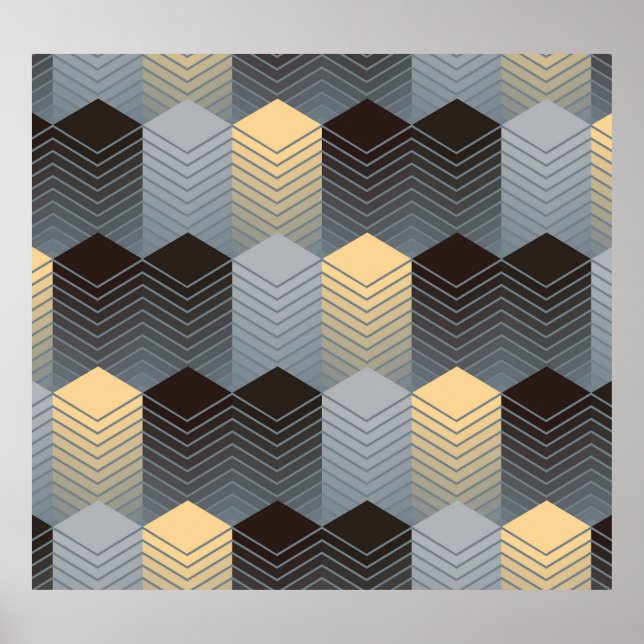 Silver geometric buildings, abstract pattern. poster (Front)