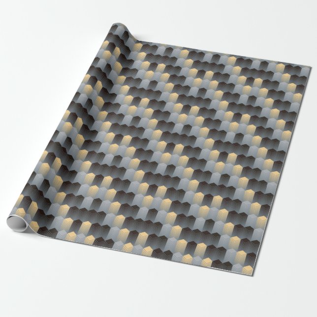 Silver geometric buildings, abstract pattern. wrapping paper (Unrolled)