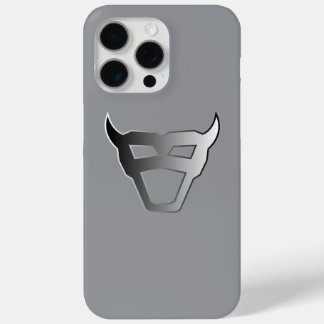 Silver Geometric Bull Chrome Look logo iPhone 15 Pro Max Case