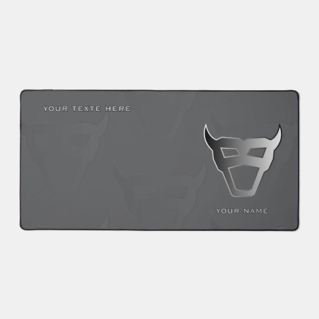 Silver Geometric Bull Pro Gamer Mousepad Desk Mat (Front)