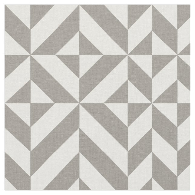 Silver Geometric Deco Cube Pattern Fabric (Close Up)