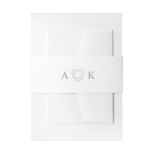 Silver geometric heart invitation belly band