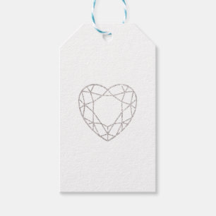 Silver geometric heart wedding favour tag