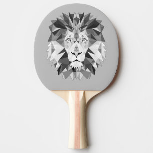 Silver Geometric Lions Head Ping Pong Paddle