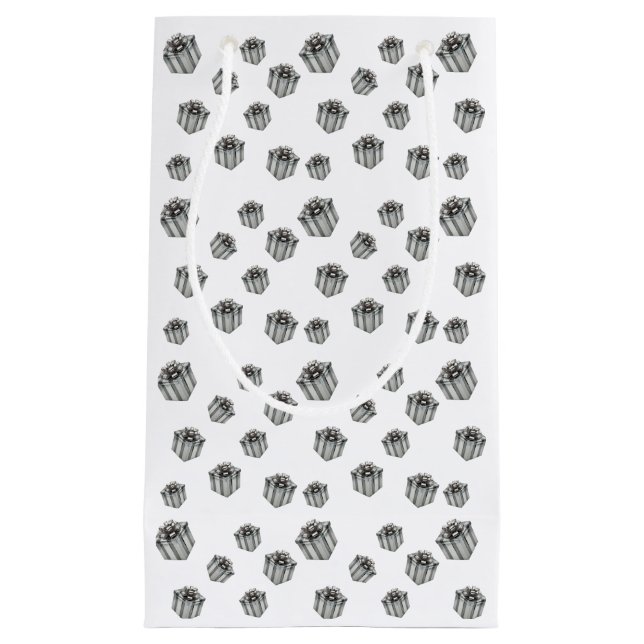Silver Gift Boxes Elegant Holiday Premium Party Small Gift Bag (Front)