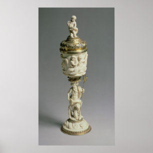 Silver gilt and carved ivory goblet poster