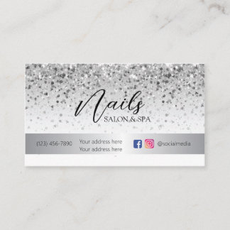 Silver Giltter Loyalty Card for Nails Salon