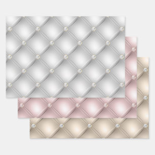 Silver Glam Diamond Blush Champagne Wrapping Paper Sheet