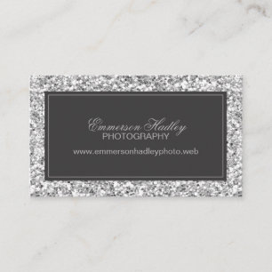Silver Glam Faux Glitter Business Card