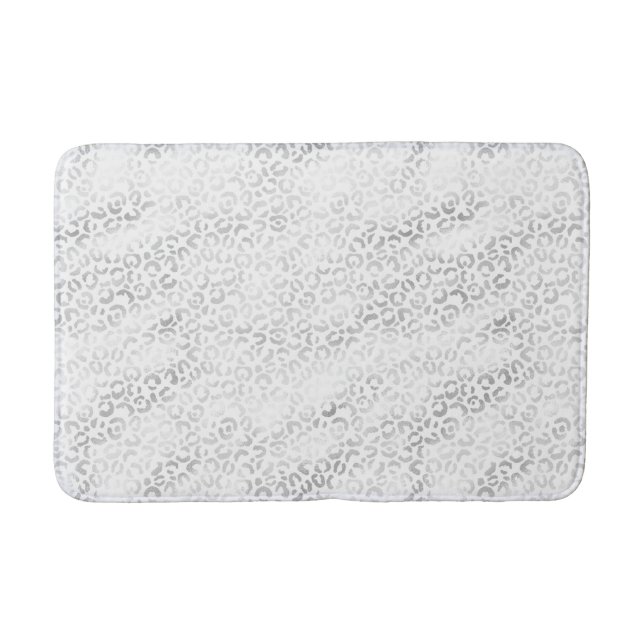 Silver Glam Leopard Print Bath Mat (Front)