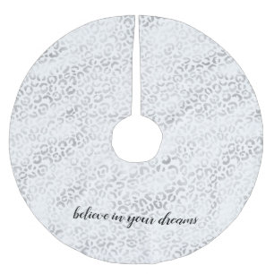 Silver Glam Leopard Print personalised Brushed Polyester Tree Skirt