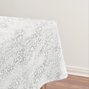 Silver Glam Leopard Print Tablecloth