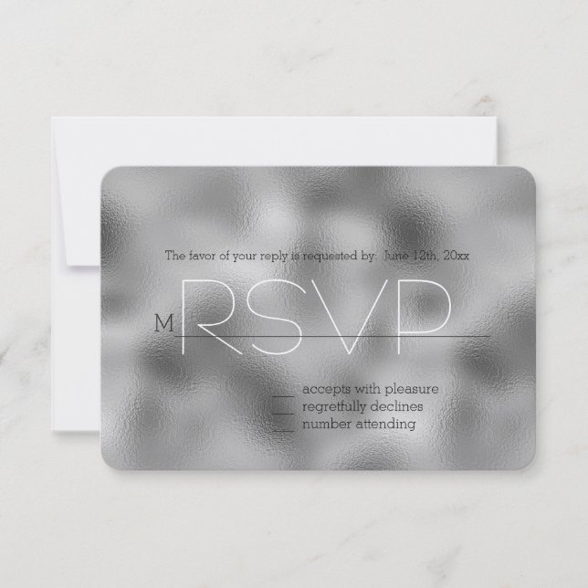 Silver Glam RSVP Card (Front)