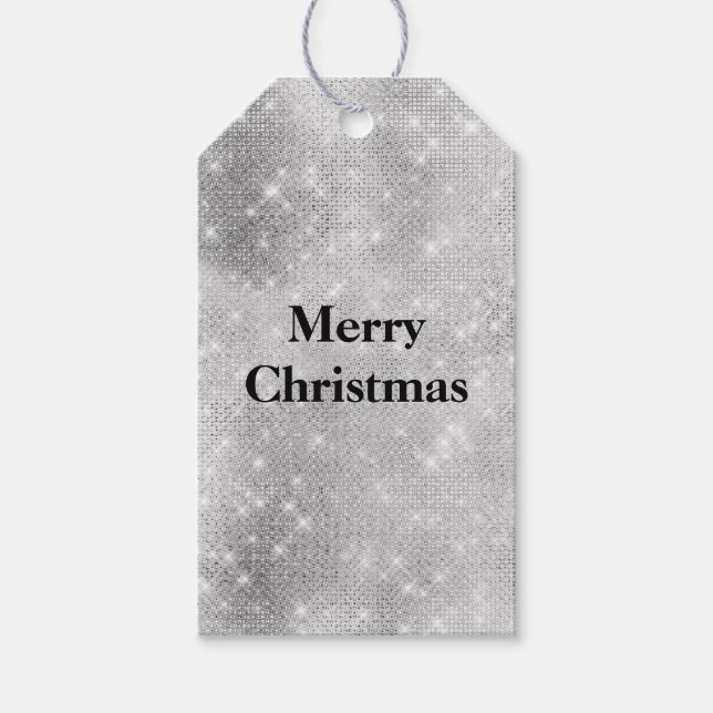 Silver Glam Sparkle Glitz  Gift Tags (Front)
