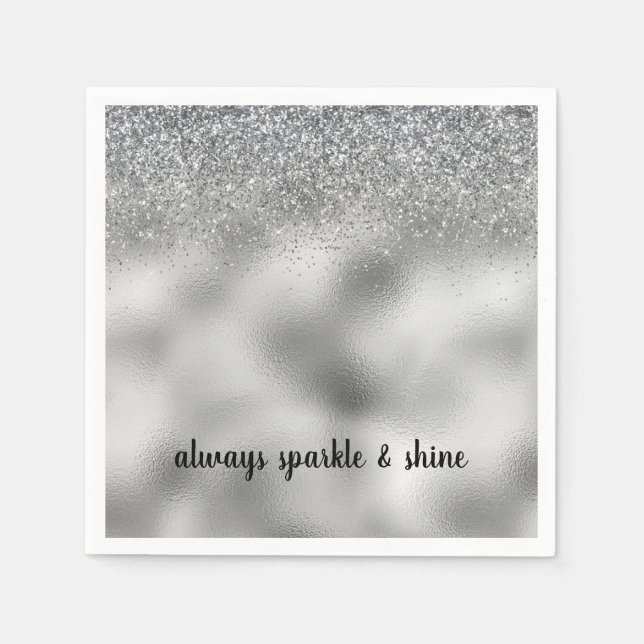 Silver Glam Sparkle Napkin (Front)