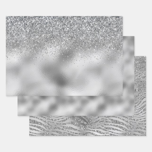 Silver Glam Wrapping Paper Sheet (Set)