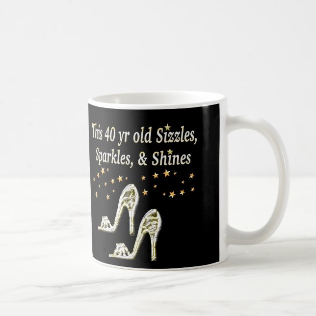 SILVER GLAMOROUS 40TH BIRTHDAY DESIGN COFFEE MUG (Right)