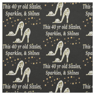SILVER GLAMOROUS 40TH BIRTHDAY DESIGN FABRIC