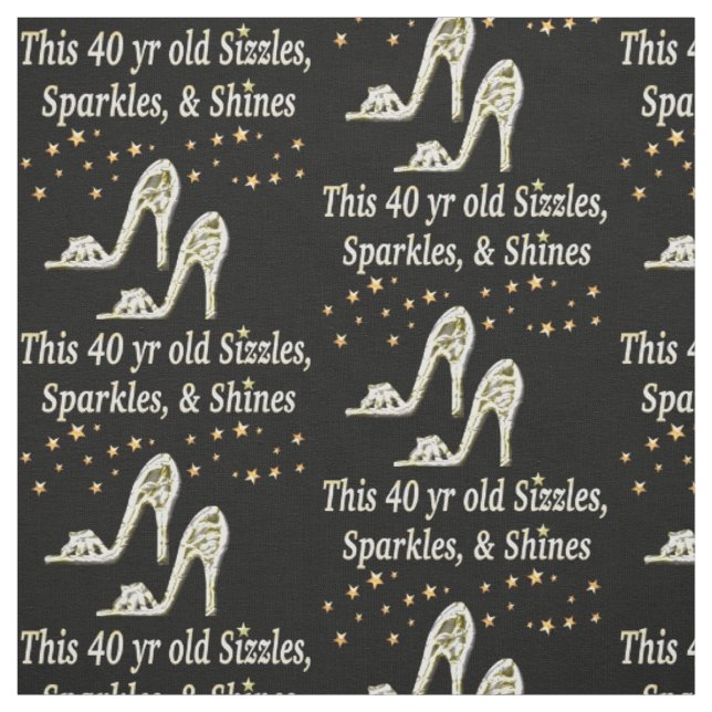 SILVER GLAMOROUS 40TH BIRTHDAY DESIGN FABRIC (Swatch)