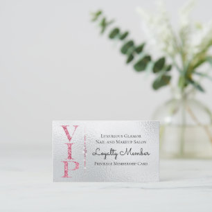Silver Glamourous Diamonds Pink Glitter VIP Loyalt Business Card