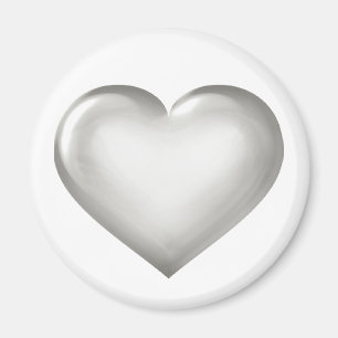 Silver glass heart magnet